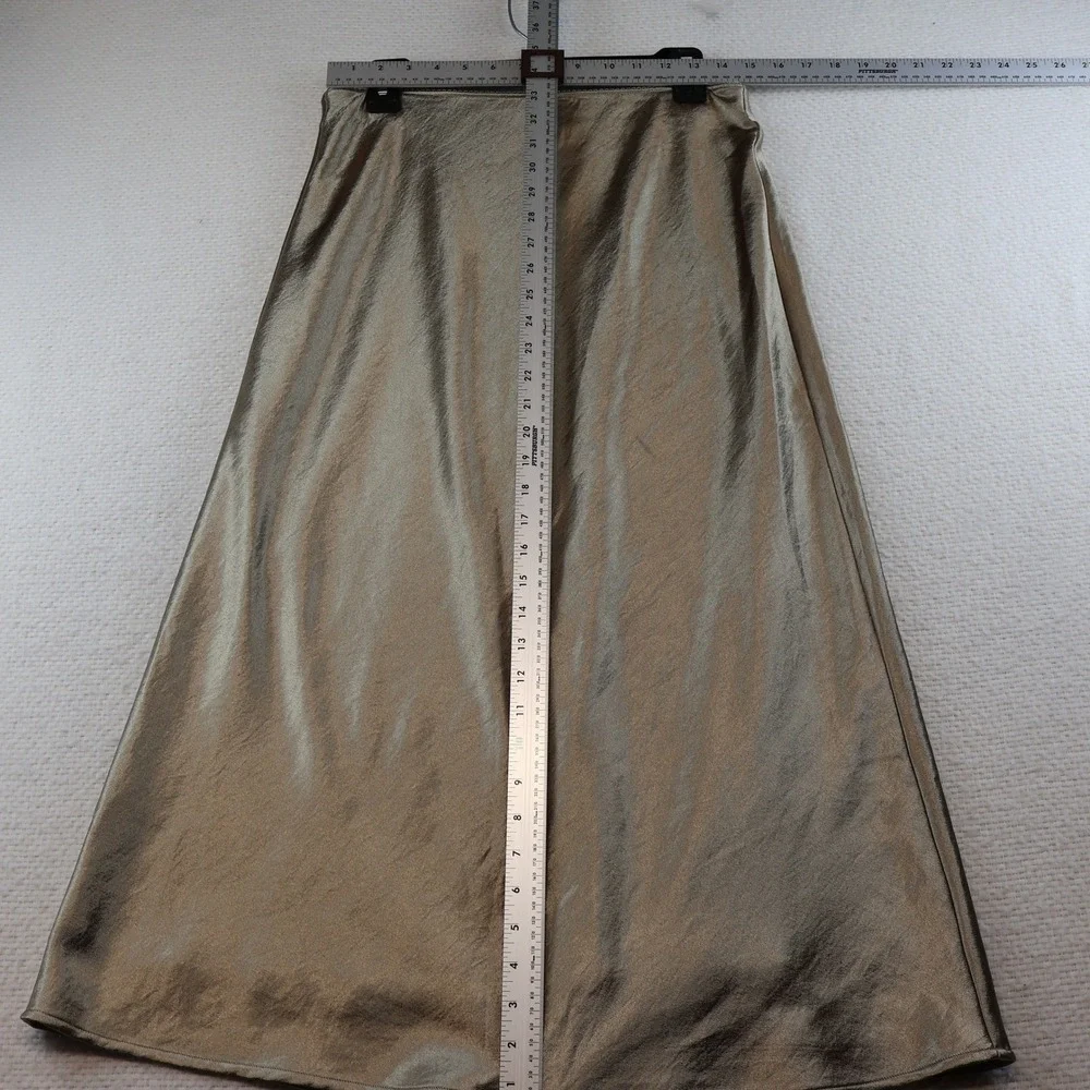 Lululemon Womens L Midi Skirt Gold Bronze Metallic Satin LW8A09S